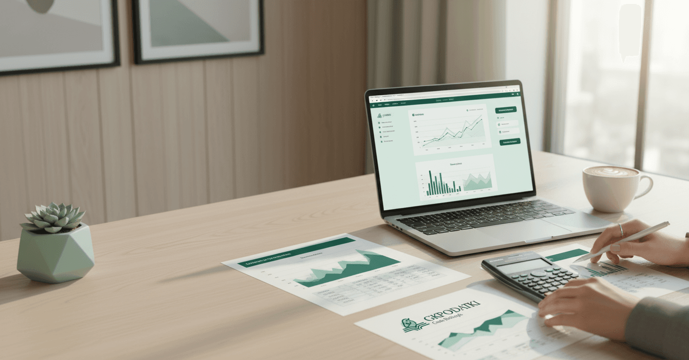 Profesjonalna księgowość - ręce pracujące z kalkulatorem i dokumentami na biurku